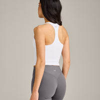 SoftMotion™ Racer Back Mid Tank Top With Built in Bra Shelf | White