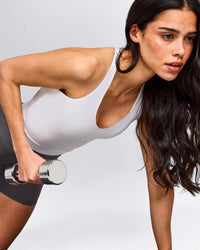 SoftMotion™ Racer Back Mid Tank Top With Built in Bra Shelf | White