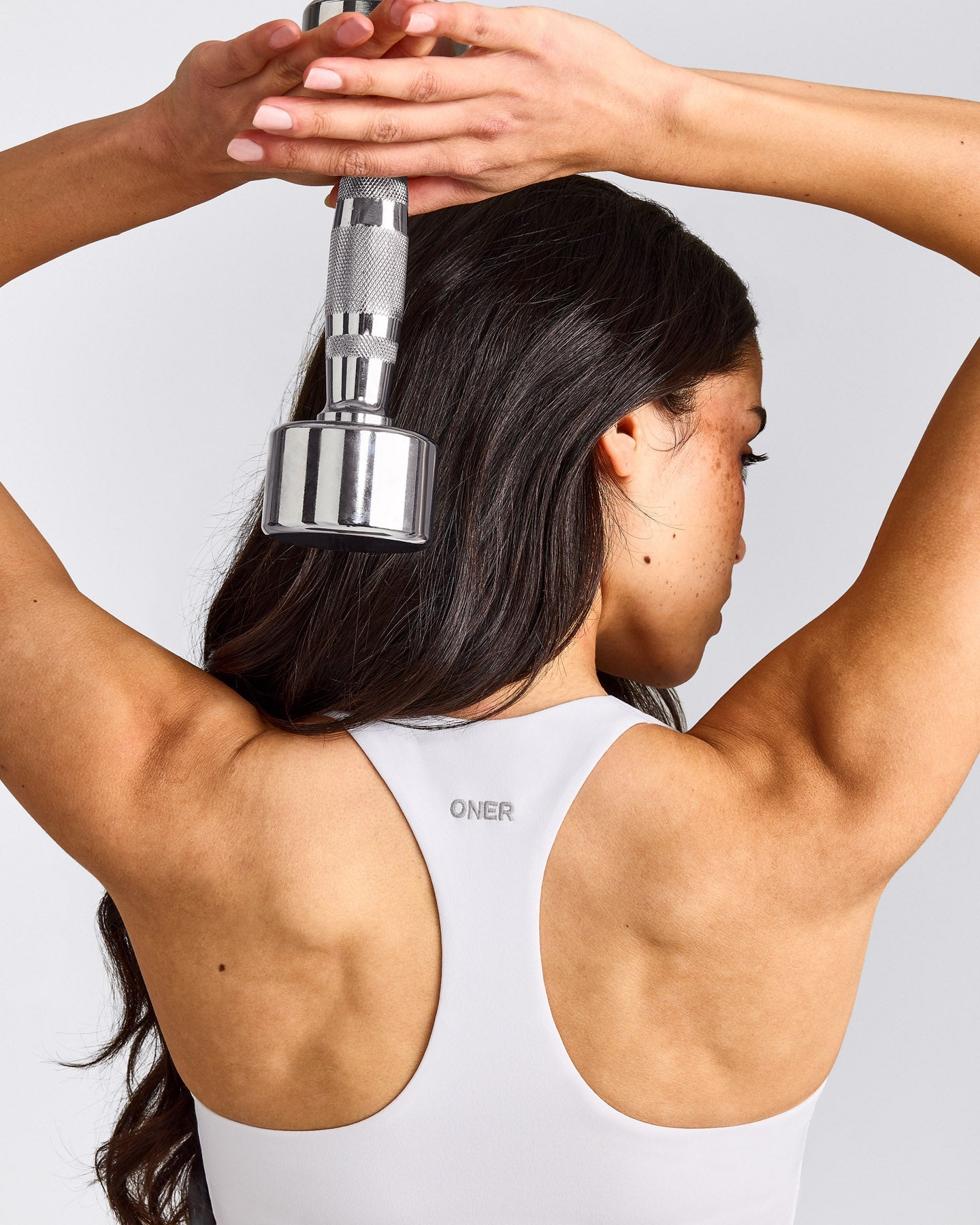 SoftMotion™ Racer Back Mid Tank Top With Built in Bra Shelf | White