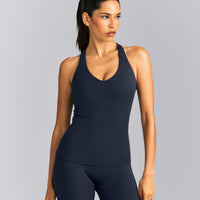 SoftMotion™ Racer Back Tank Top with Built in Bra Shelf | True Blue