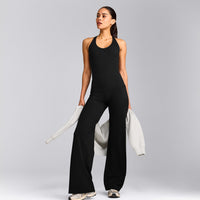 SoftMotion™ Racer Back Tank Top with Built in Bra Shelf with Gray Logo | Black