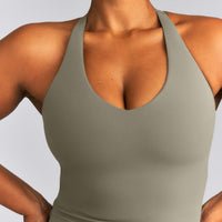 SoftMotion™ Racer Back Tank Top with Built in Bra Shelf | Alpine Green