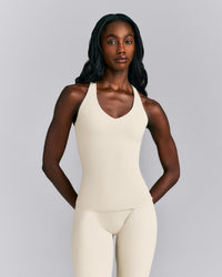 SoftMotion™ Racer Back Tank Top with Built in Bra Shelf | Oatmeal