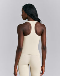 SoftMotion™ Racer Back Tank Top with Built in Bra Shelf | Oatmeal
