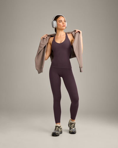 SoftMotion™ Racer Back Vest with Built in Bra Shelf with Gray Logo | Dark Umber Brown