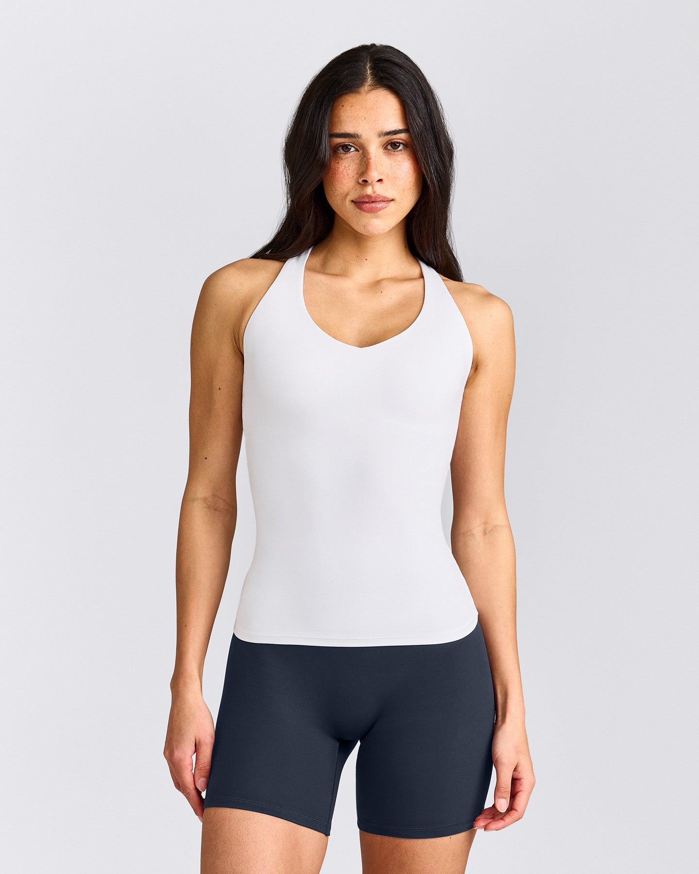 SoftMotion™ Racer Back Tank Top with Built in Bra Shelf | White