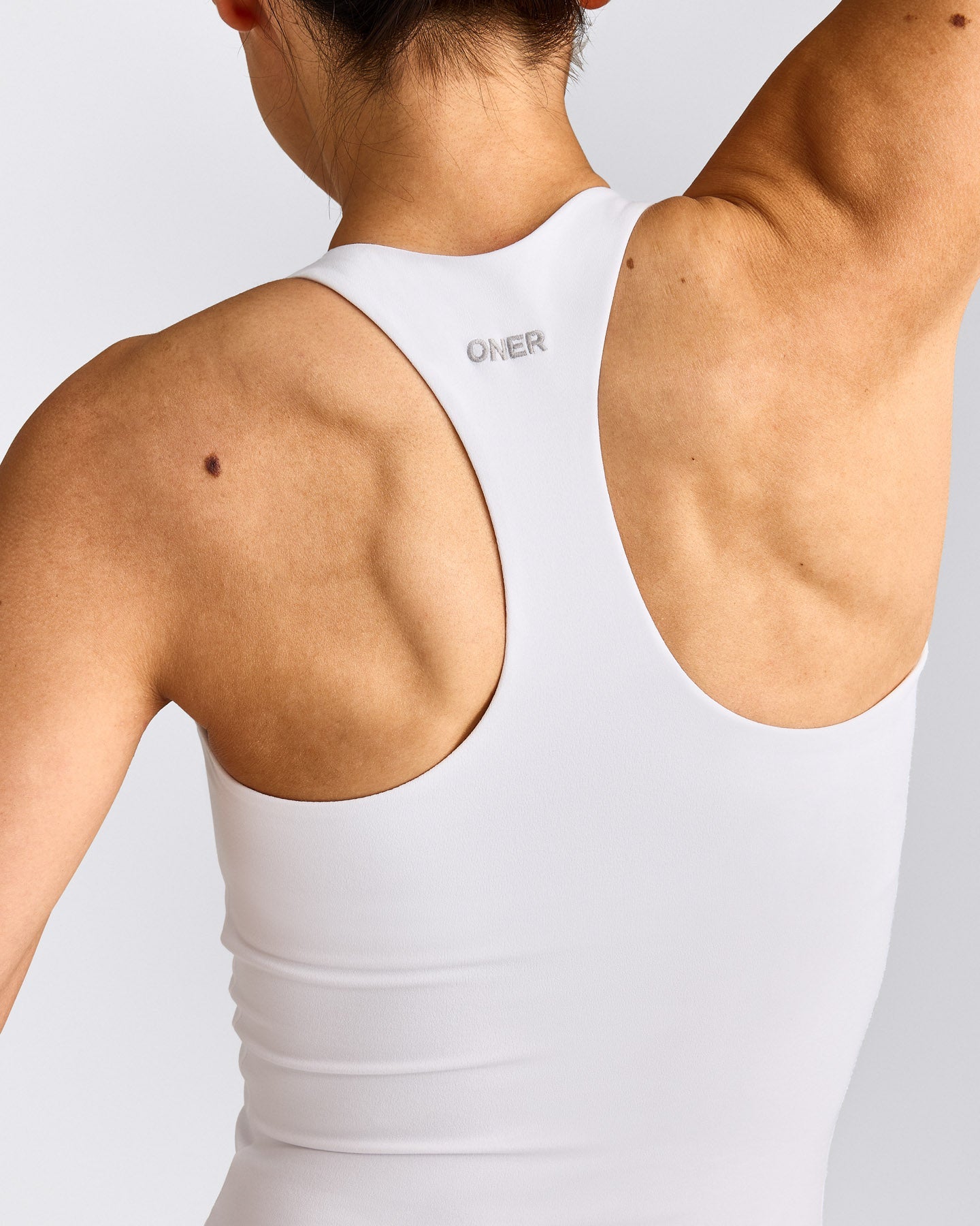 SoftMotion™ Racer Back Tank Top with Built in Bra Shelf | White