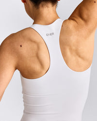 SoftMotion™ Racer Back Tank Top with Built in Bra Shelf | White