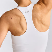 SoftMotion™ Racer Back Tank Top with Built in Bra Shelf | White