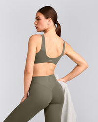 SoftMotion™ Scoop Back Bralette with Gray Logo | Alpine Green