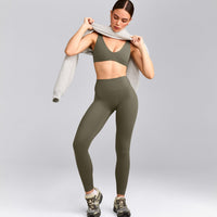 SoftMotion™ Scoop Back Bralette with Gray Logo | Alpine Green