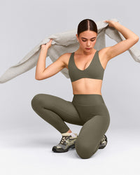 SoftMotion™ Scoop Back Bralette with Gray Logo | Alpine Green