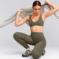 SoftMotion™ Scoop Back Bralette with Gray Logo | Alpine Green