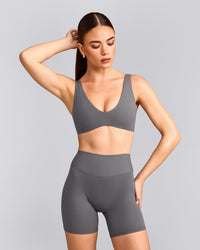 SoftMotion™ Scoop Back Bralette with Gray Logo | Ash Gray