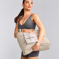SoftMotion™ Scoop Back Bralette with Gray Logo | Ash Gray