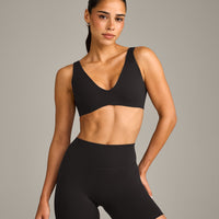 SoftMotion™ Scoop Back Bralette with Gray Logo | Black