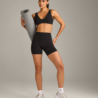 SoftMotion™ Scoop Back Bralette with Gray Logo | Black