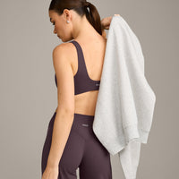 SoftMotion™ Scoop Back Bralette with Gray Logo | Dark Umber Brown