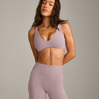 SoftMotion™ Scoop Back Bralette with White Logo | Dusty Purple