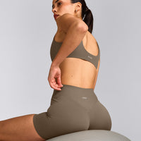 SoftMotion™ Scoop Back Bralette with Gray Logo | Moss Brown
