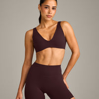 SoftMotion™ Scoop Back Bralette with Gray Logo | Plum Brown