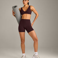 SoftMotion™ Scoop Back Bralette with Gray Logo | Plum Brown