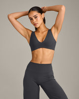 SoftMotion™ Scoop Back Bralette with Gray Logo | Coal
