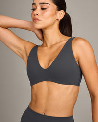 SoftMotion™ Scoop Back Bralette with Gray Logo | Coal