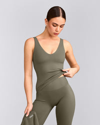 SoftMotion™ Scoop Neck Tank Top with Gray Logo | Alpine Green