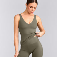 SoftMotion™ Scoop Neck Tank Top with Gray Logo | Alpine Green