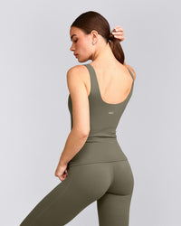SoftMotion™ Scoop Neck Tank Top with Gray Logo | Alpine Green