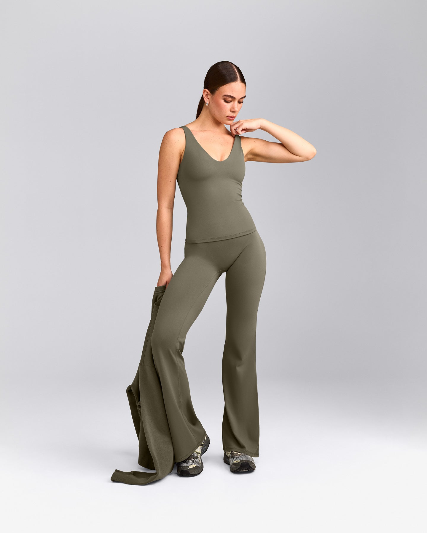 SoftMotion™ Scoop Neck Tank Top with Gray Logo | Alpine Green