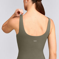 SoftMotion™ Scoop Neck Tank Top with Gray Logo | Alpine Green