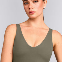 SoftMotion™ Scoop Neck Tank Top with Gray Logo | Alpine Green