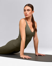 SoftMotion™ Scoop Neck Tank Top with Gray Logo | Alpine Green