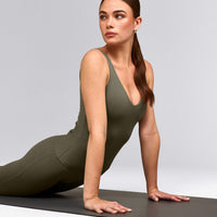 SoftMotion™ Scoop Neck Tank Top with Gray Logo | Alpine Green