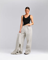 SoftMotion™ Scoop Neck Tank Top with Gray Logo | Black