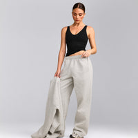 SoftMotion™ Scoop Neck Tank Top with Gray Logo | Black