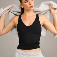 SoftMotion™ Scoop Neck Vest with Gray Logo | Black