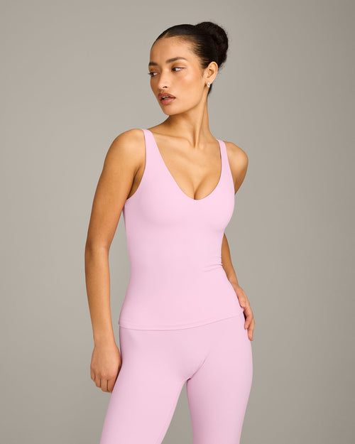 SoftMotion™ Scoop Neck Tank Top with Gray Logo | Chalk Pink
