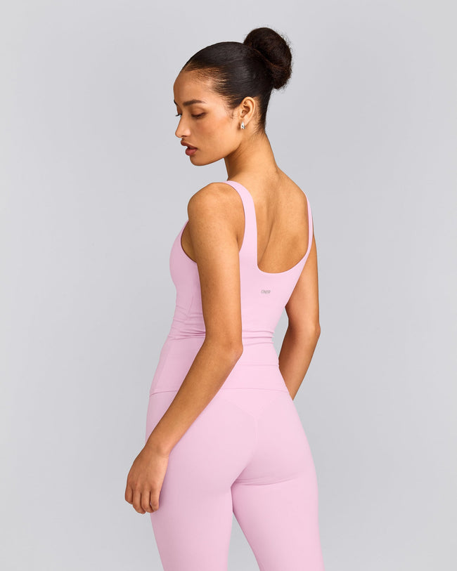 SoftMotion™ Scoop Neck Tank Top with Gray Logo | Chalk Pink