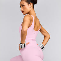 SoftMotion™ Scoop Neck Tank Top with Gray Logo | Chalk Pink