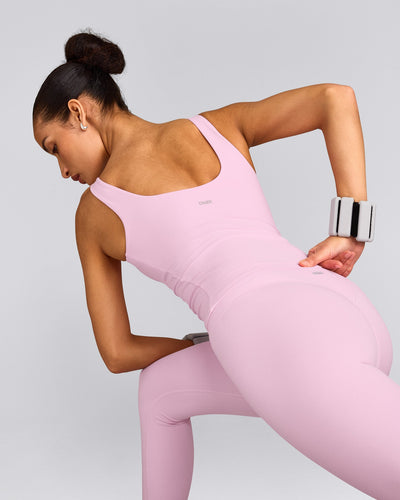 SoftMotion™ Scoop Neck Tank Top with Gray Logo | Chalk Pink