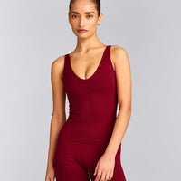 SoftMotion™ Scoop Neck Tank Top with Gray Logo | Ruby Red