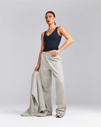 SoftMotion™ Scoop Neck Tank Top with Gray Logo | True Blue