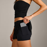 SoftMotion™ Skort with Pockets with Gray Logo | Black