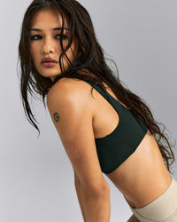 SoftMotion™ Soft Square Neck Sports Bra | Emerald Noir