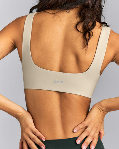 SoftMotion™ Soft Square Neck Sports Bra | Oatmeal