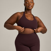 SoftMotion™ Sports Bra with Gray Logo | Plum Brown