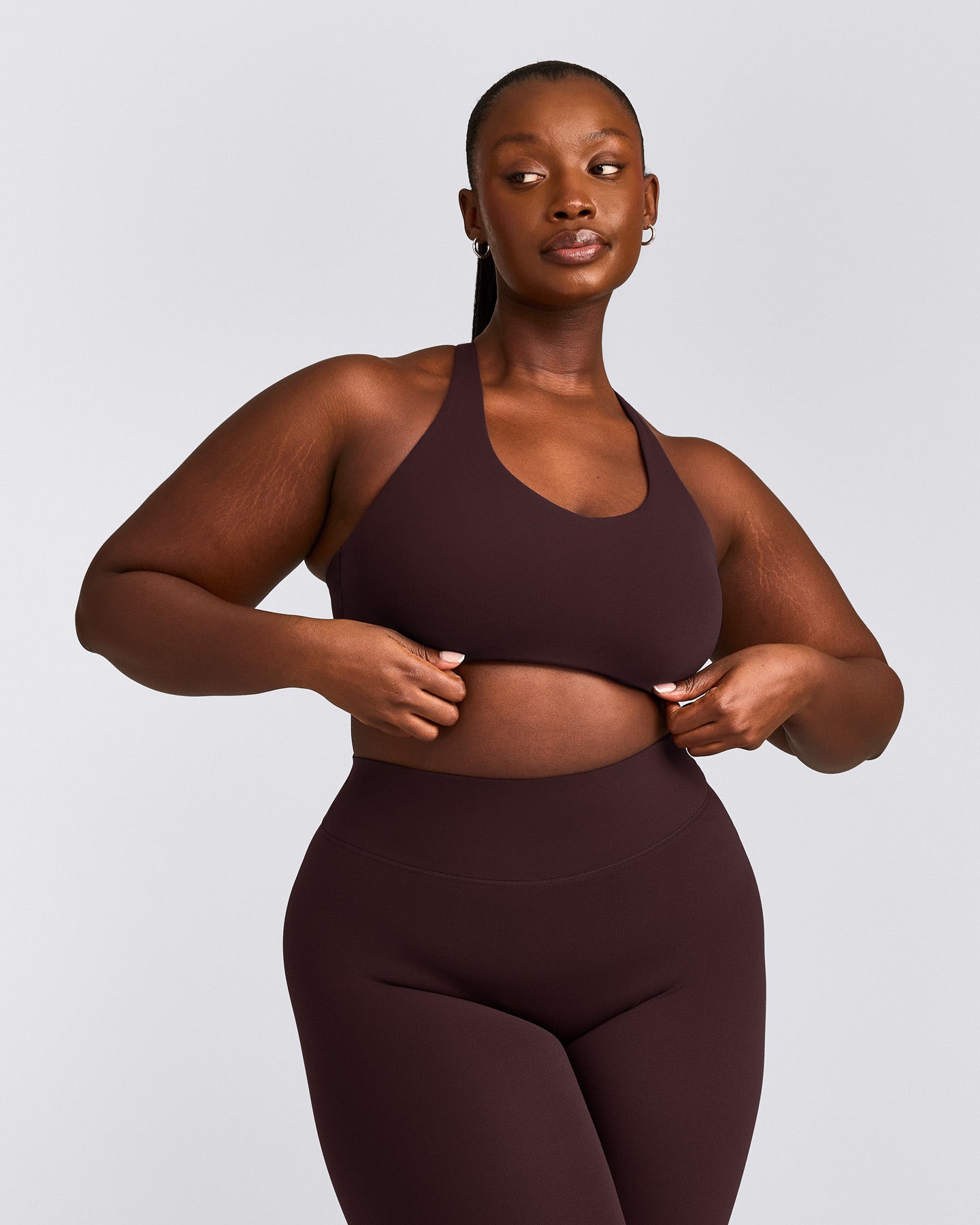 SoftMotion™ Sports Bra with Gray Logo | Plum Brown